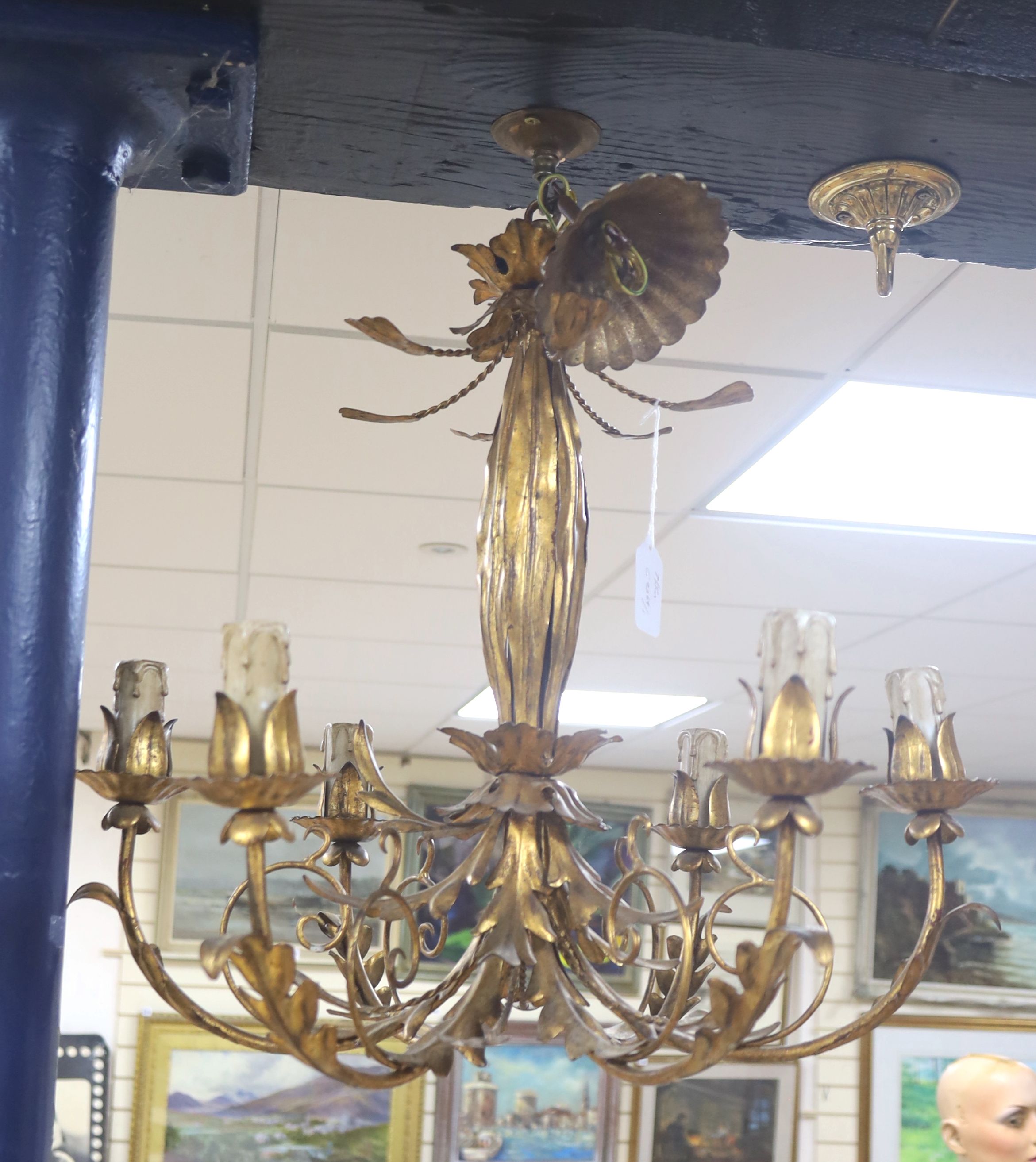 A French gilt metal ceiling electrolier